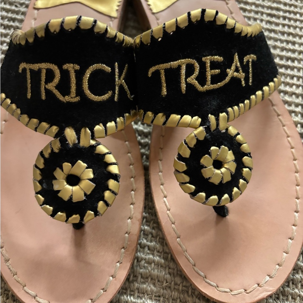 Jack Rogers Black and Gold Sandals